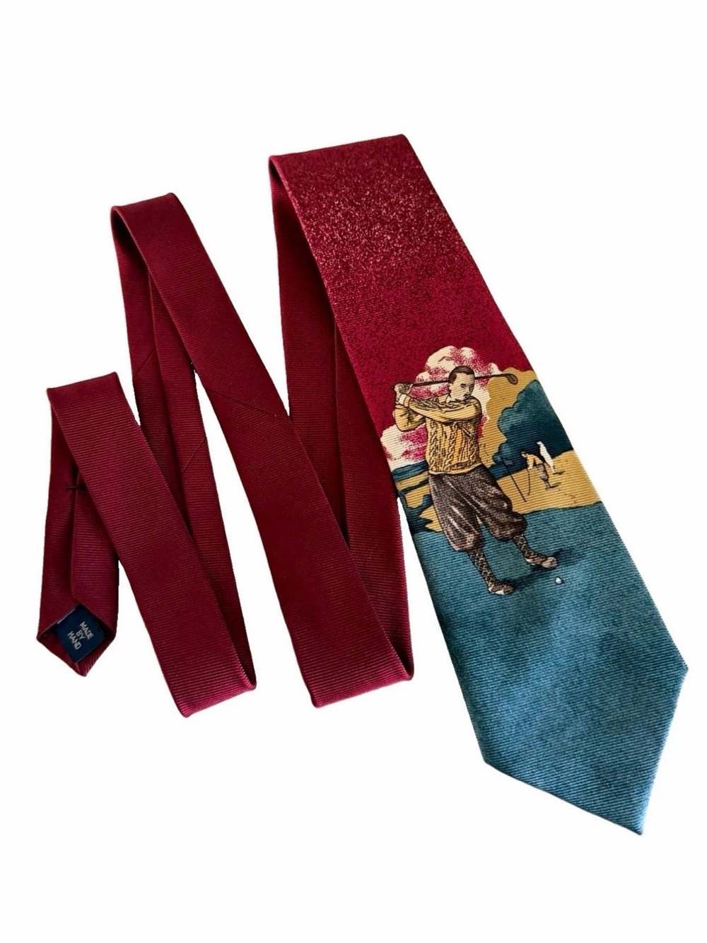 Vintage Polo Ralph Lauren For Nordstrom Silk Golf Tie Handmade USA Retro Golfer